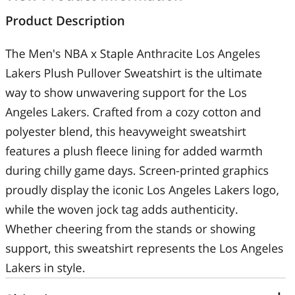 Lakers NBA x Staple Sweatshirt - Picture 7 of 9